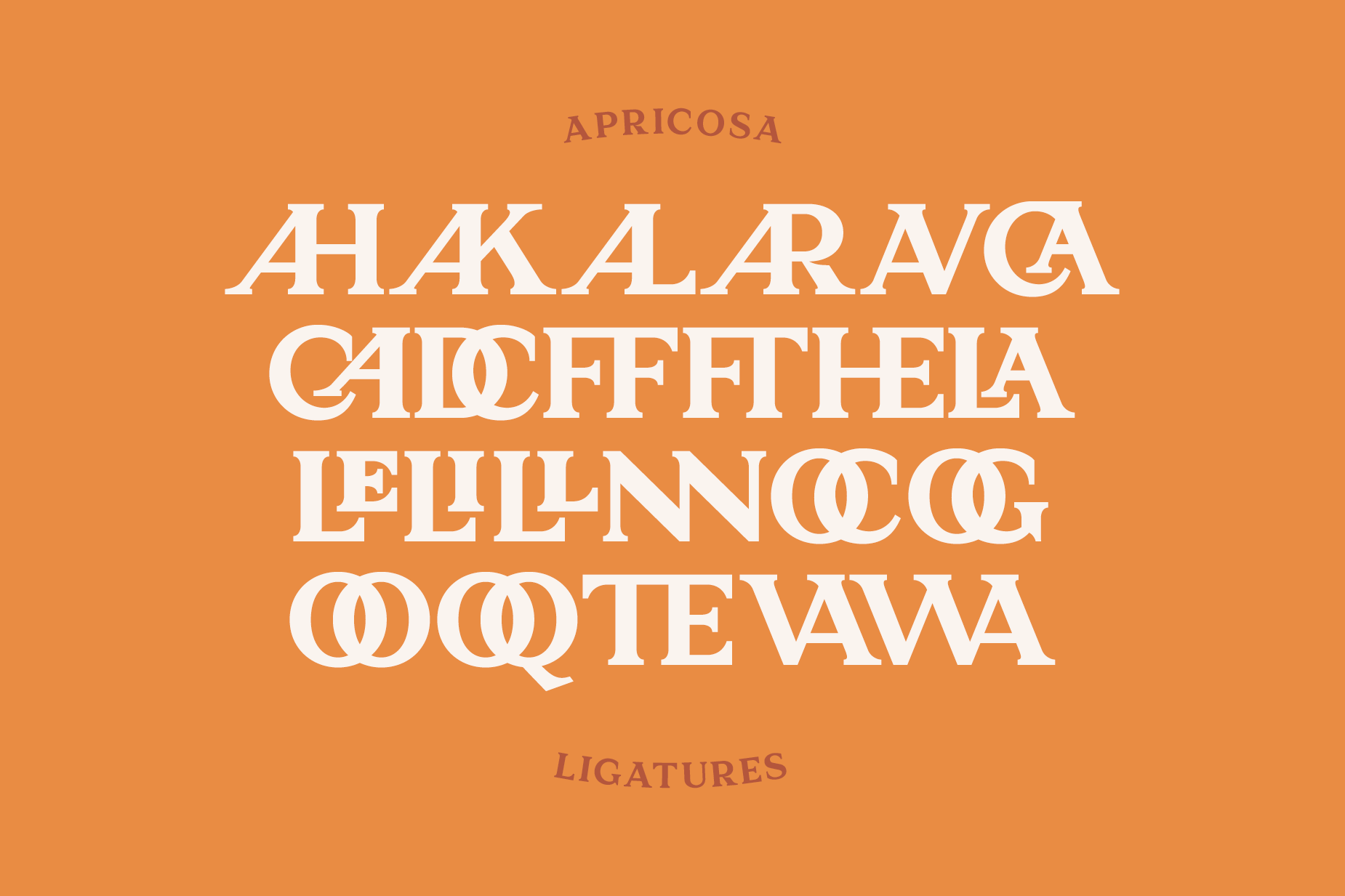 Apricosa Font Alphabet - Uppercase Ligatures