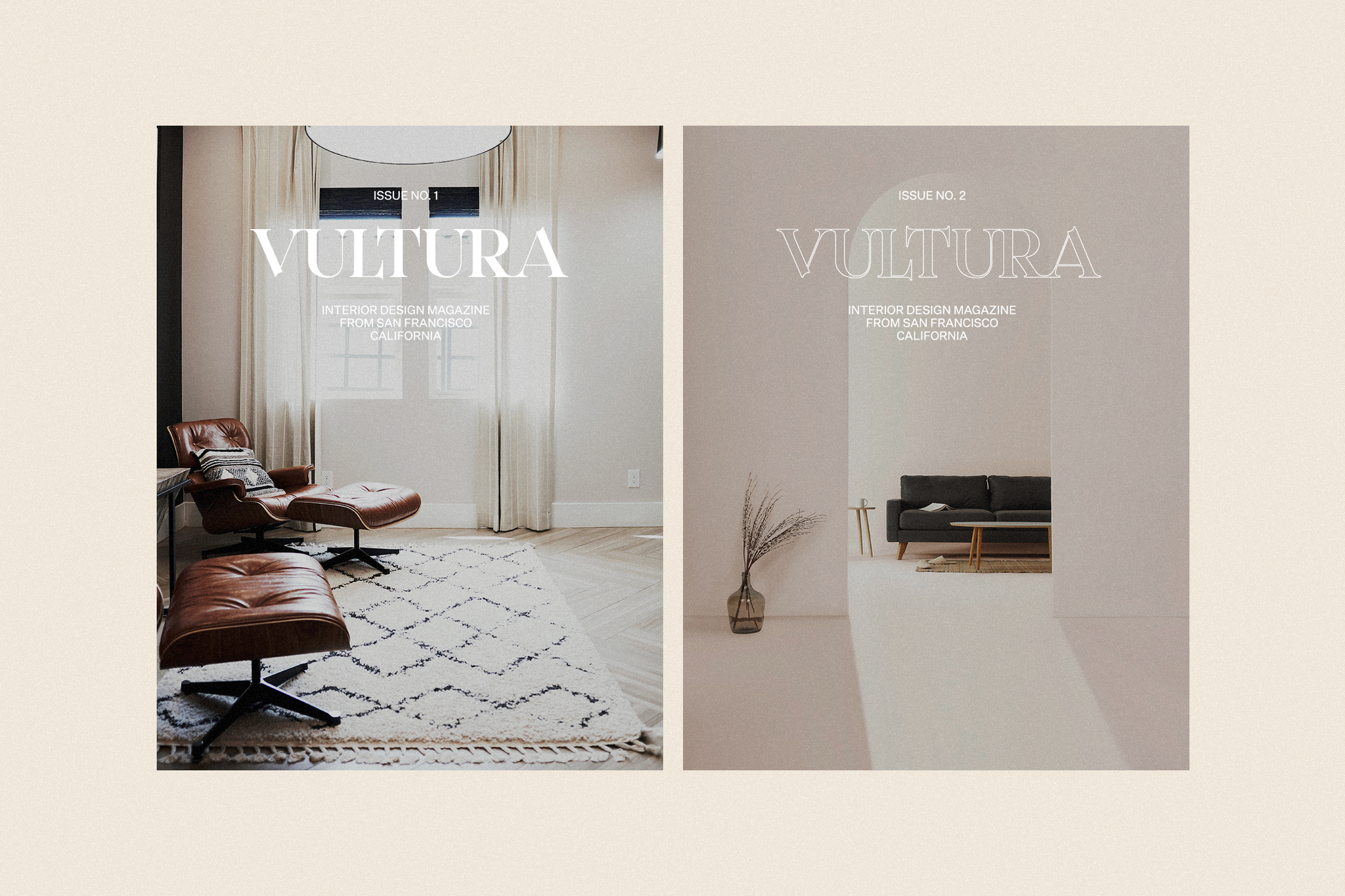 Vultura Font Duo - Regular and Outline - Magazine Layout Graphic Design