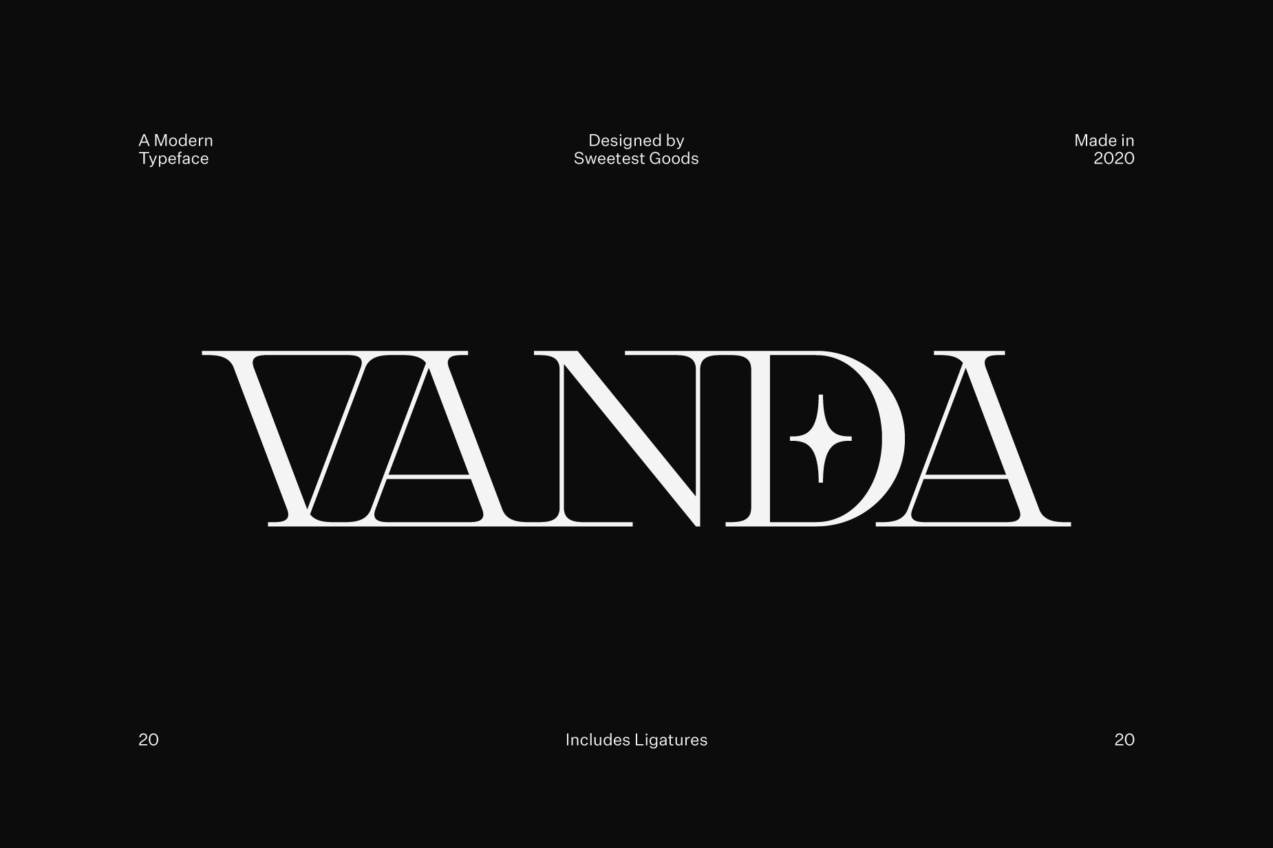 Included in the Modern Font Bundle: Vanda, a decorative Typeface