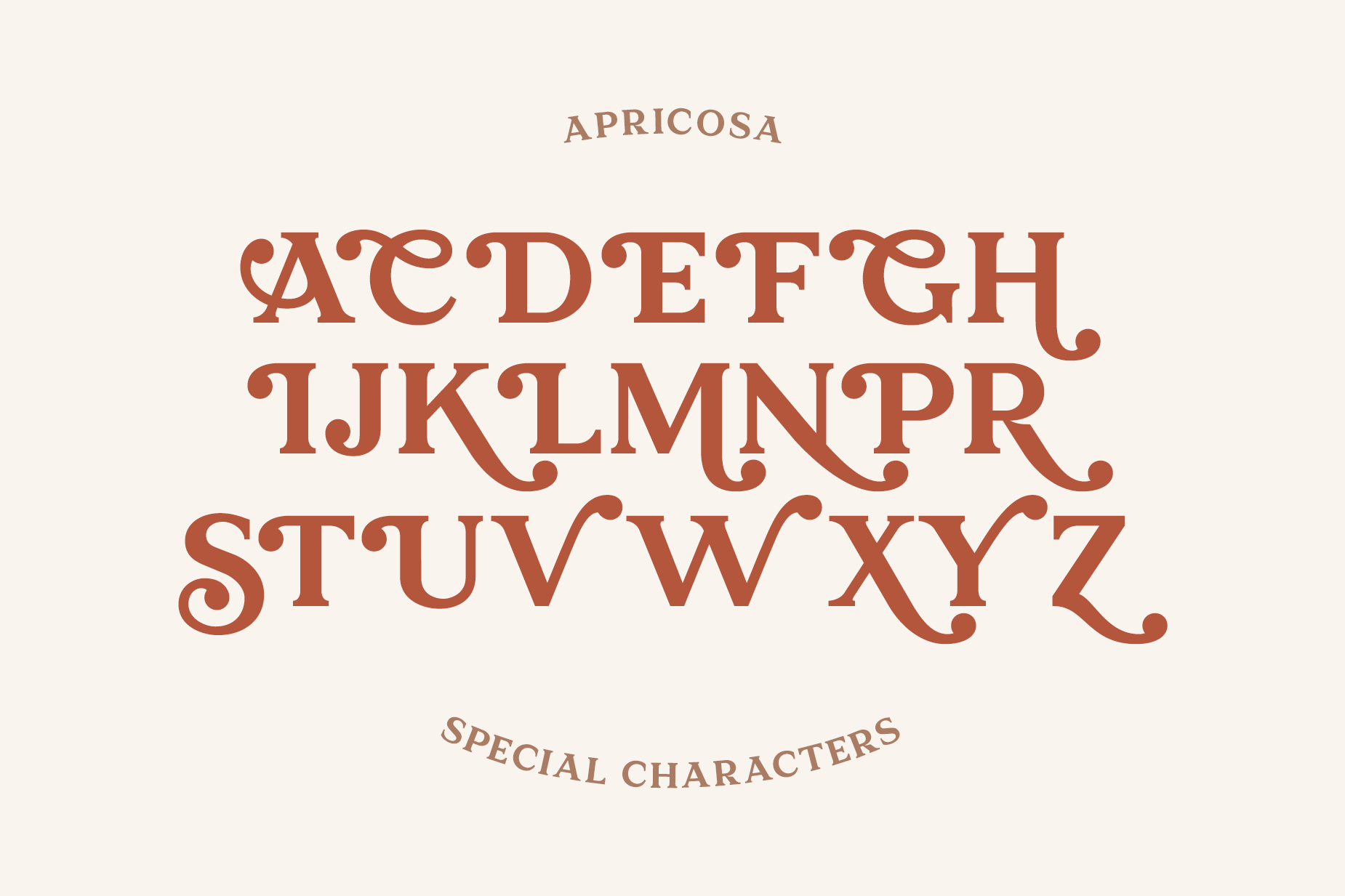 Apricosa Font Alphabet - Alternate Letter Designs