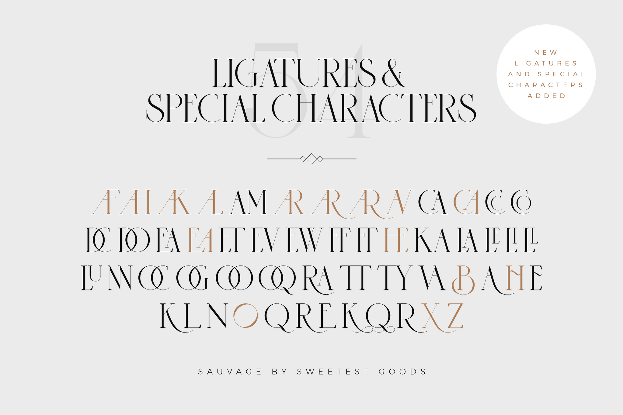 Ligatures & Alternate Characters - Sauvage Art Deco Font by Sweetest Goods